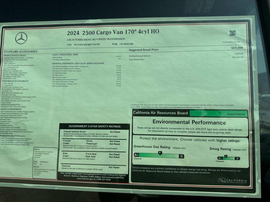 new 2024 Mercedes-Benz Sprinter 2500 car, priced at $65,267