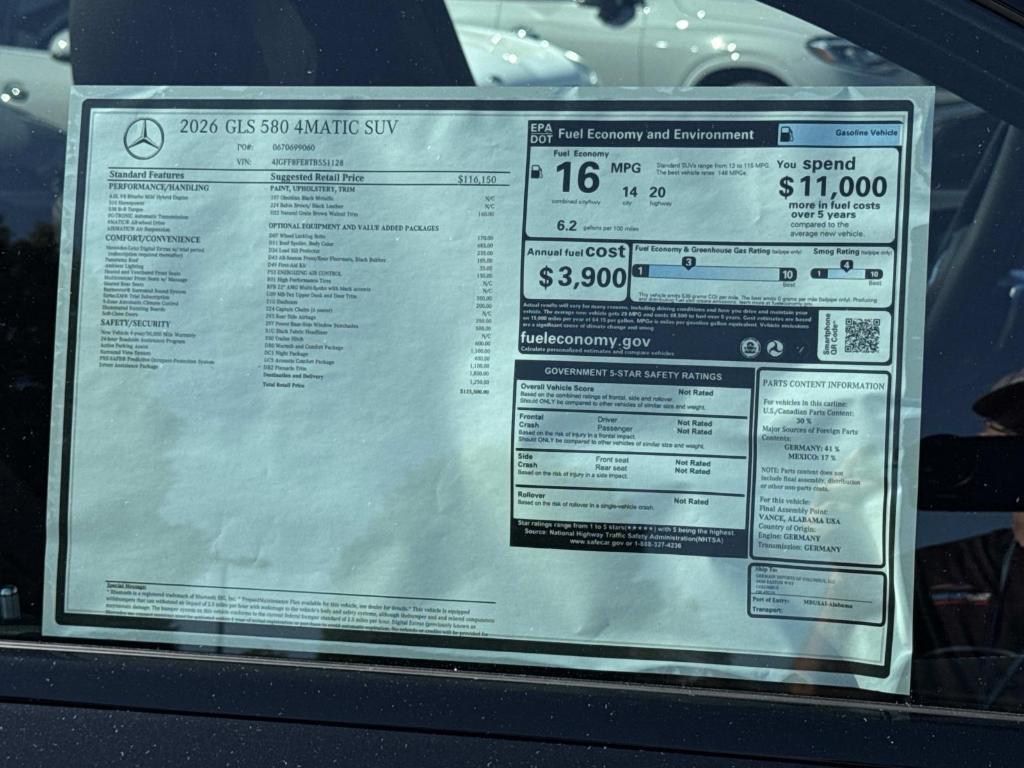 new 2026 Mercedes-Benz GLS 580 car, priced at $125,500