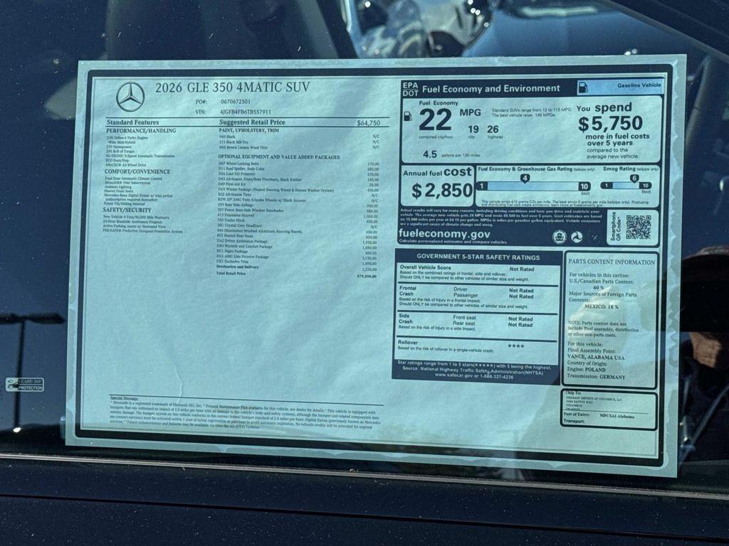 new 2026 Mercedes-Benz GLE 350 car, priced at $79,590