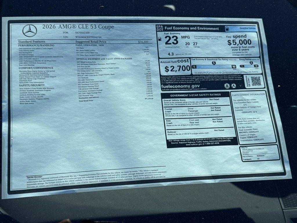 new 2026 Mercedes-Benz AMG CLE 53 car, priced at $91,555