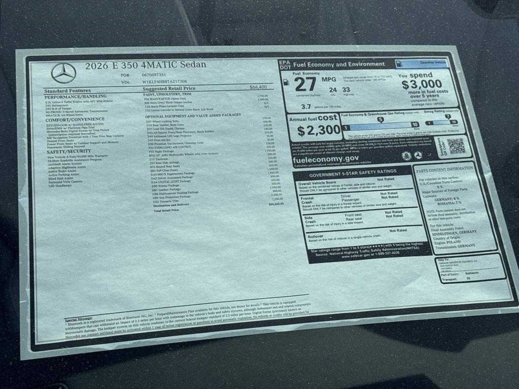 new 2026 Mercedes-Benz E-Class car, priced at $90,045