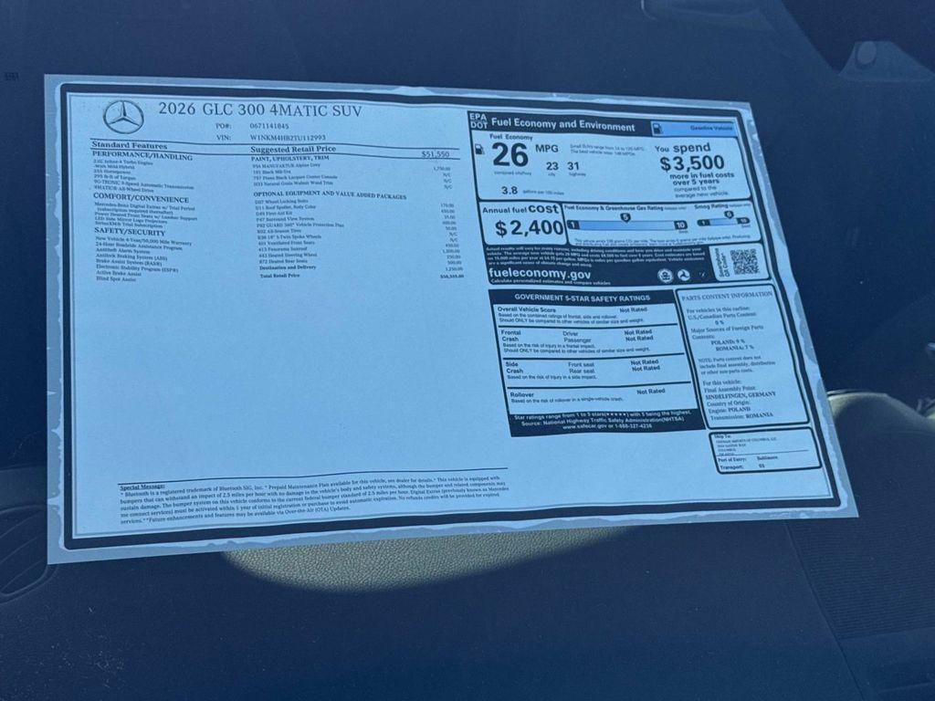 new 2026 Mercedes-Benz GLC 300 car, priced at $58,555