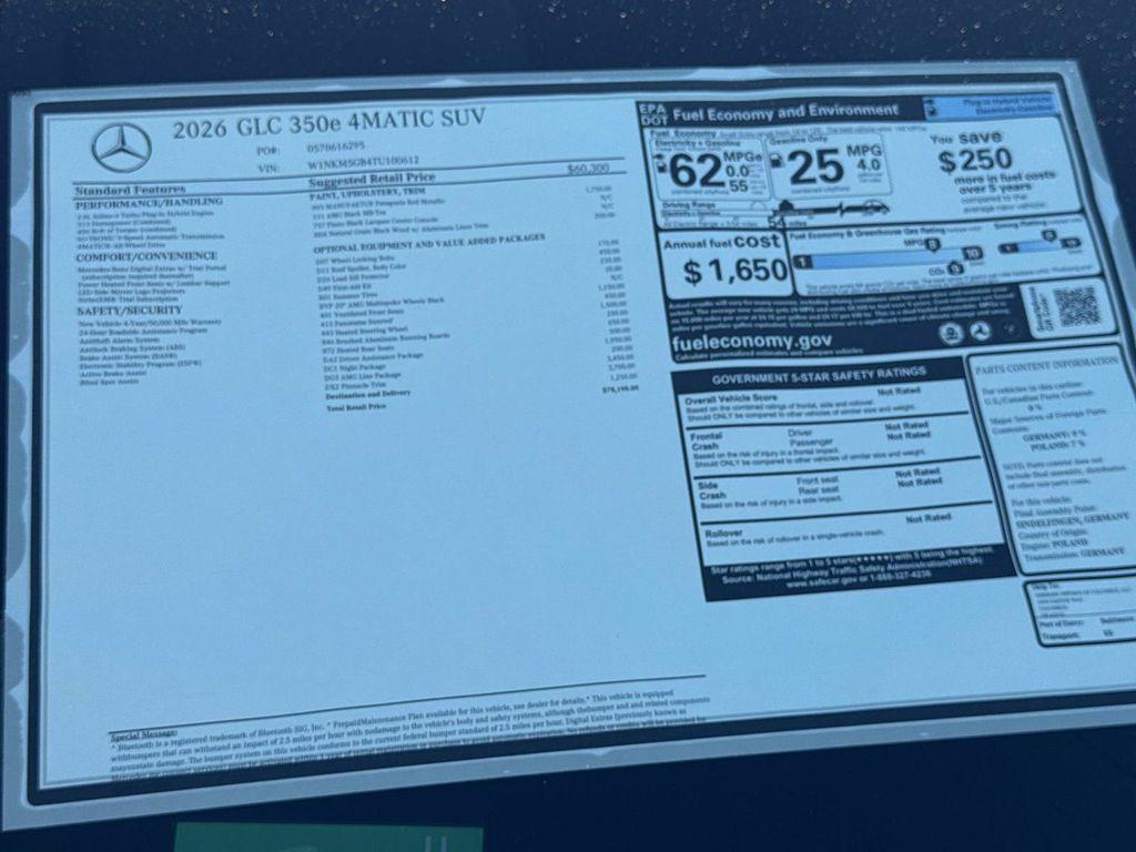 new 2026 Mercedes-Benz GLC 350e car, priced at $78,190