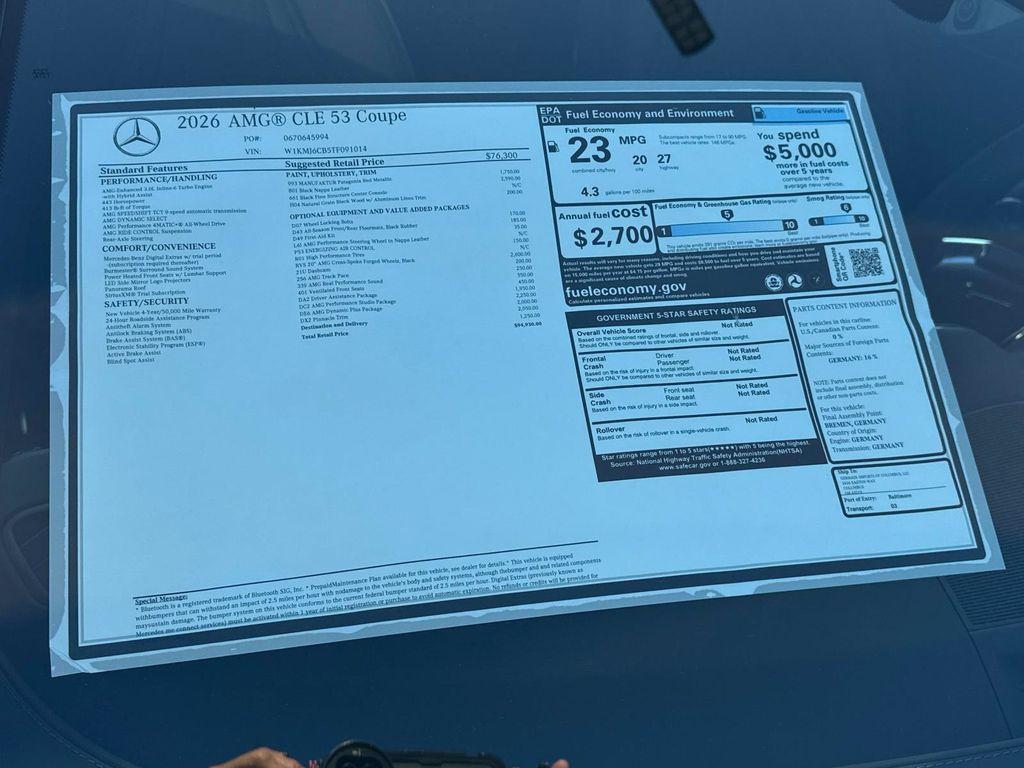 new 2026 Mercedes-Benz AMG CLE 53 car, priced at $94,930
