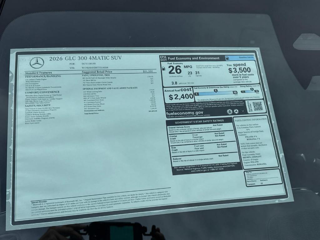 new 2026 Mercedes-Benz GLC 300 car, priced at $59,805