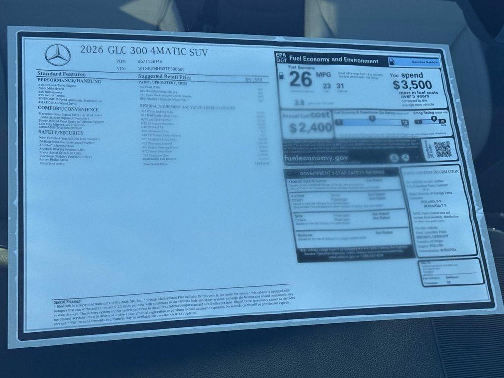 new 2026 Mercedes-Benz GLC 300 car, priced at $58,925