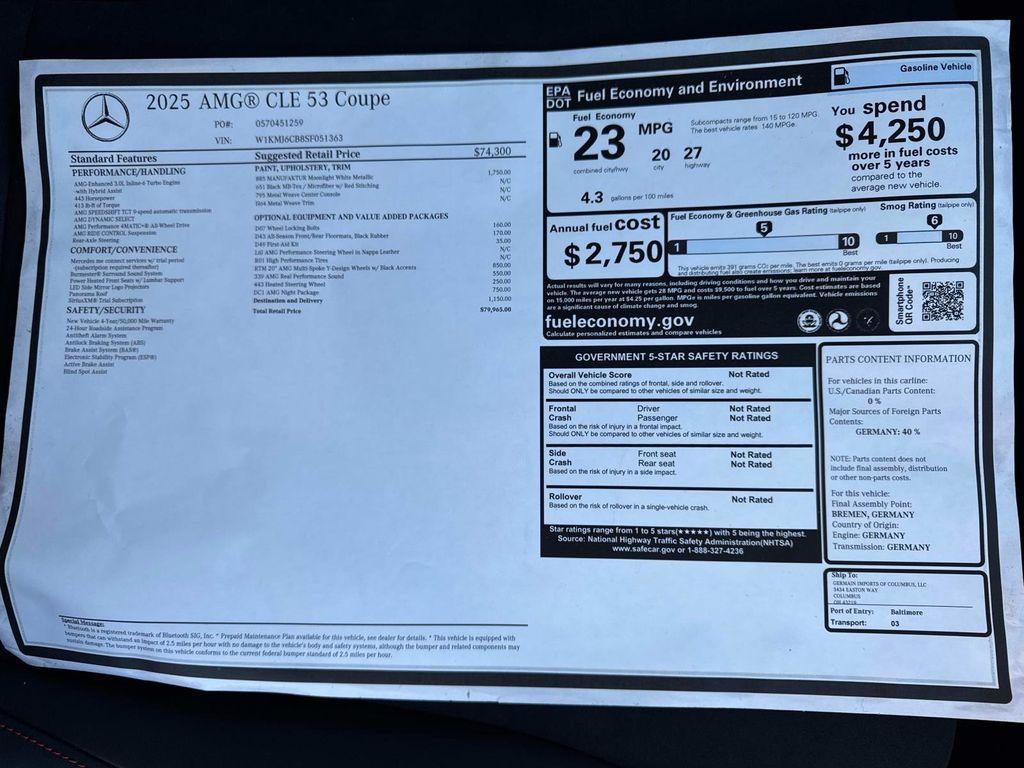 new 2025 Mercedes-Benz AMG CLE 53 car, priced at $79,965