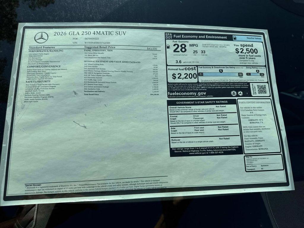 new 2026 Mercedes-Benz GLA 250 car, priced at $54,240
