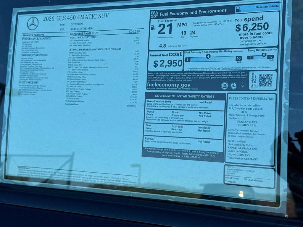 new 2026 Mercedes-Benz GLS 450 car, priced at $104,910