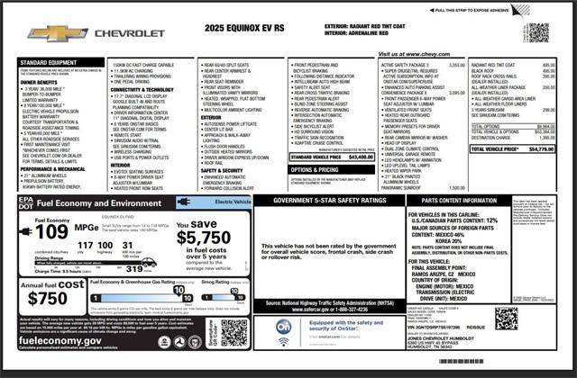 new 2025 Chevrolet Equinox EV car, priced at $38,945