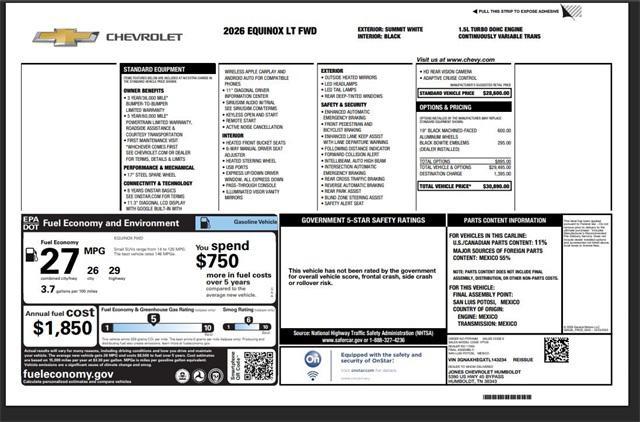 new 2026 Chevrolet Equinox car, priced at $29,584