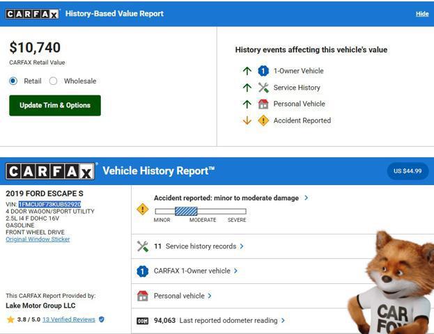 used 2019 Ford Escape car, priced at $9,500