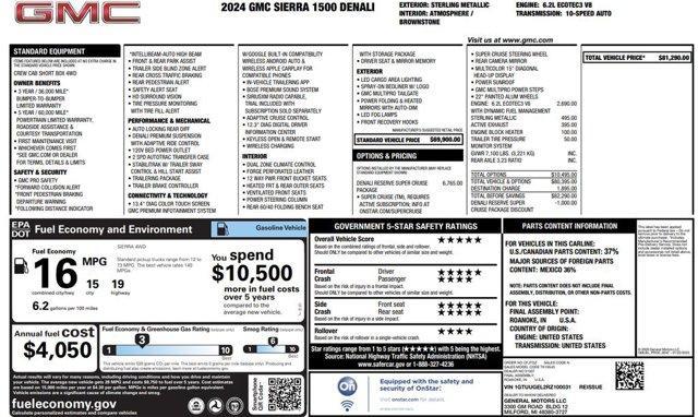 used 2024 GMC Sierra 1500 car, priced at $65,500