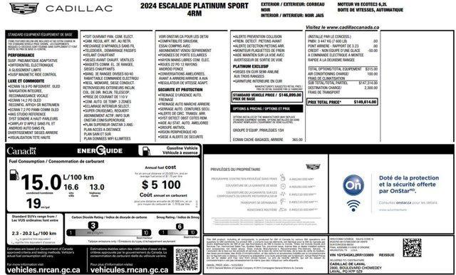 used 2024 Cadillac Escalade car, priced at $92,000