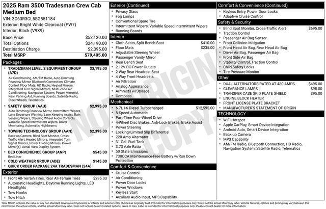 new 2025 Ram 3500 car, priced at $70,100