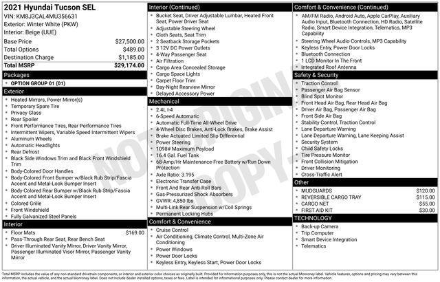 used 2021 Hyundai Tucson car, priced at $17,895