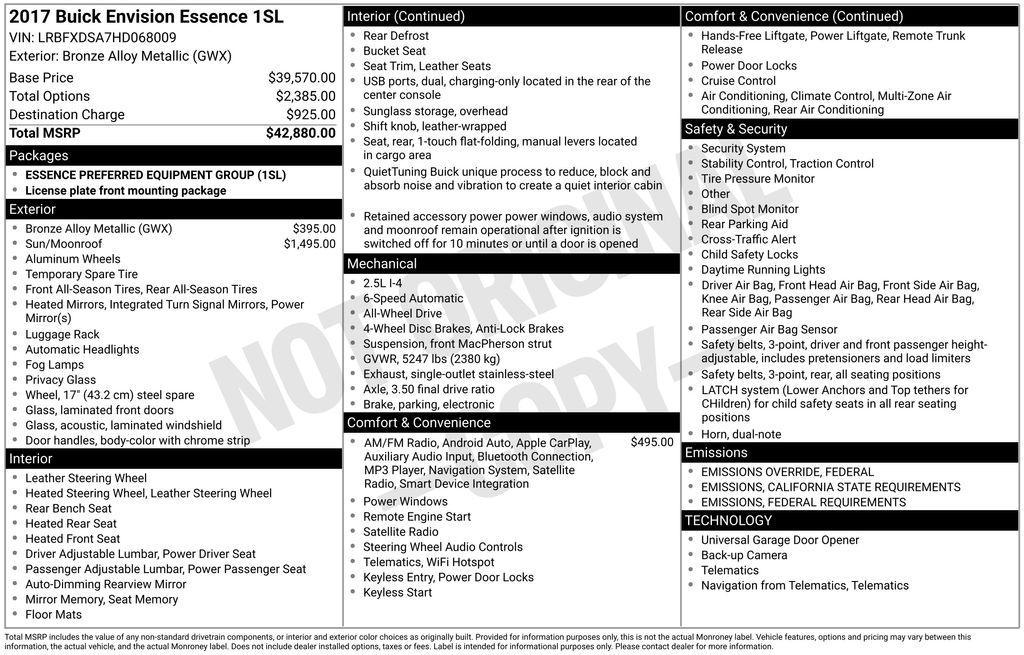 used 2017 Buick Envision car, priced at $11,308