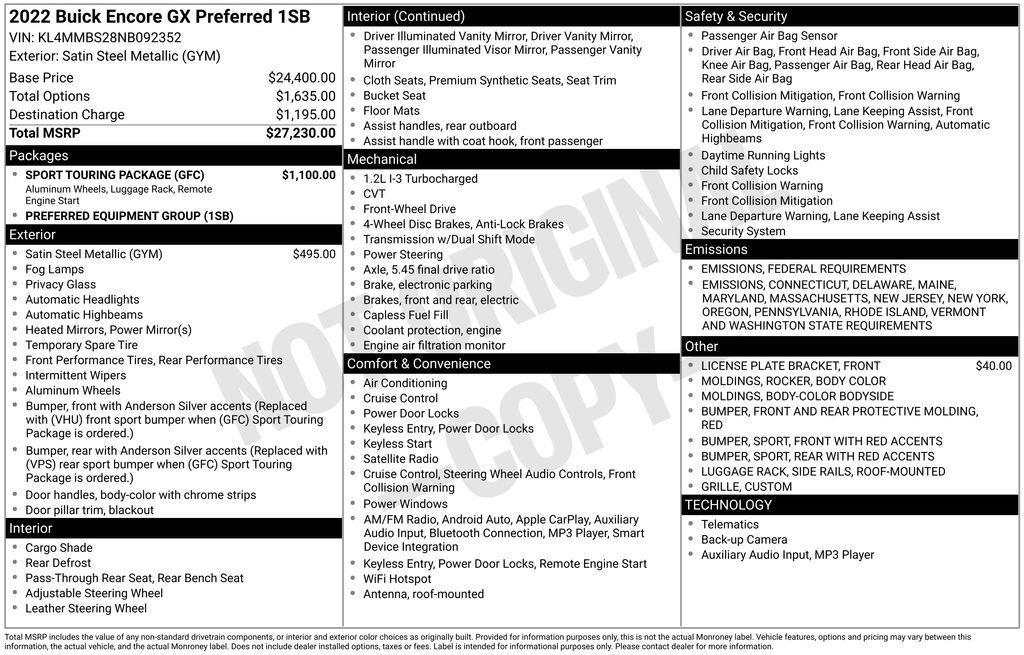 used 2022 Buick Encore GX car, priced at $18,799