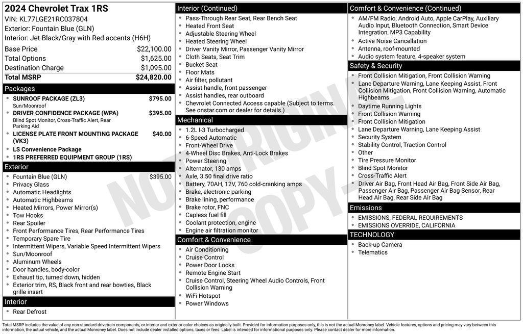 used 2024 Chevrolet Trax car, priced at $22,696