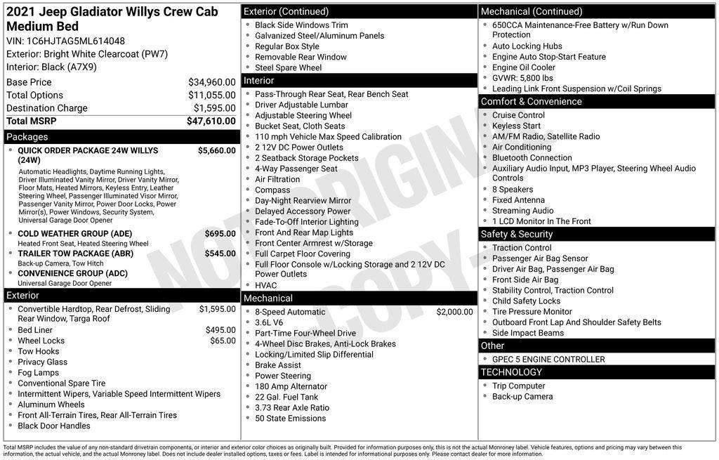used 2021 Jeep Gladiator car, priced at $31,120
