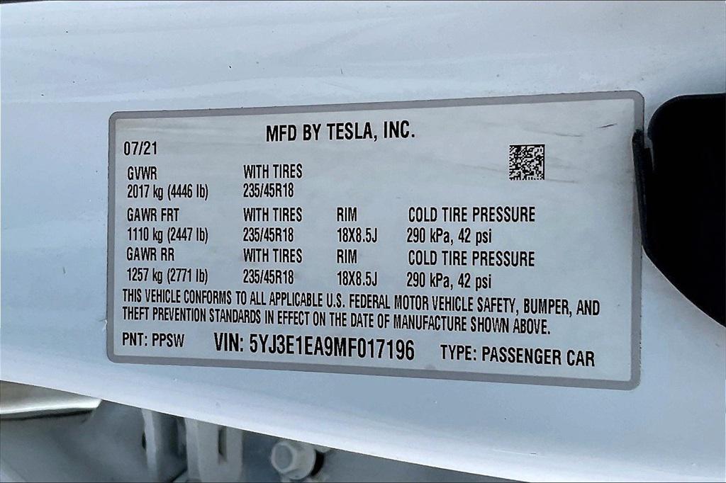 used 2021 Tesla Model 3 car, priced at $24,942