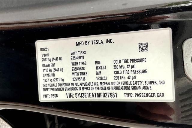 used 2021 Tesla Model 3 car