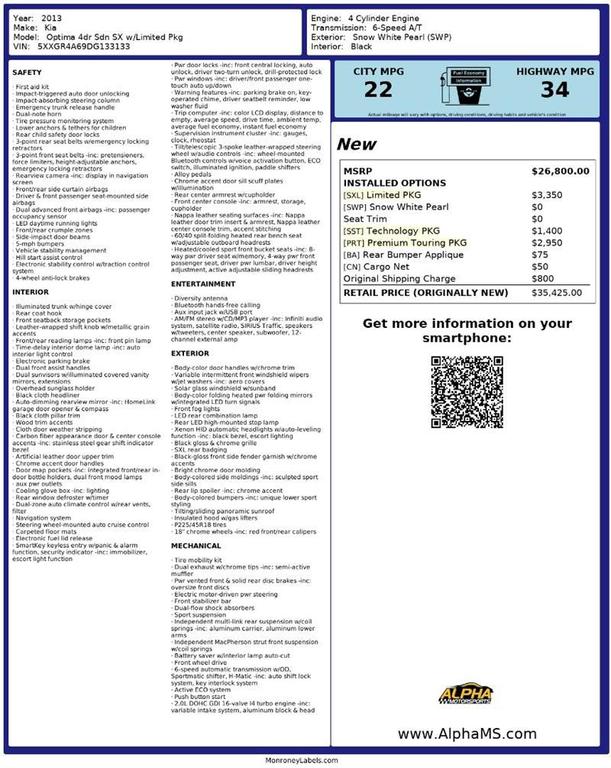 used 2013 Kia Optima car, priced at $9,900