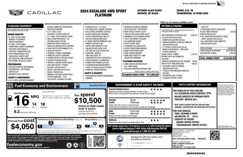 used 2024 Cadillac Escalade car, priced at $81,000