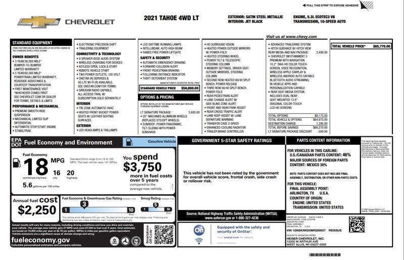 used 2021 Chevrolet Tahoe car, priced at $37,900