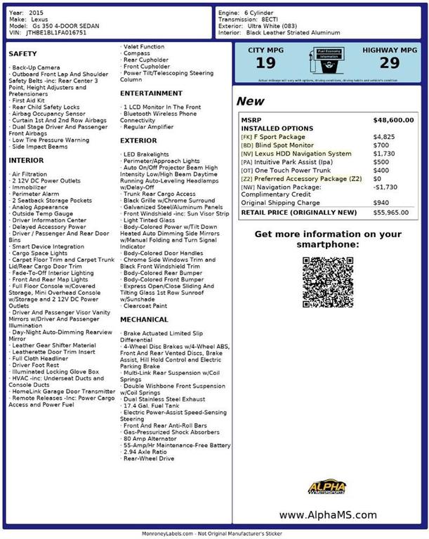 used 2015 Lexus GS 350 car, priced at $16,600