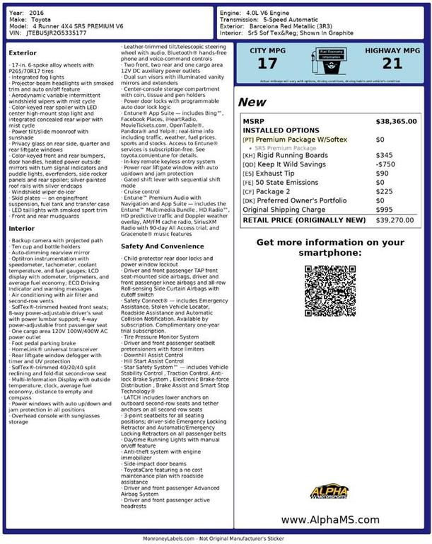 used 2016 Toyota 4Runner car, priced at $17,900