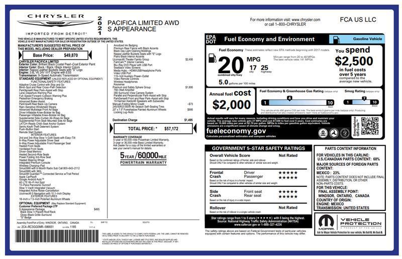 used 2021 Chrysler Pacifica car, priced at $30,000