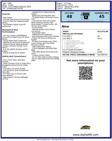 used 2008 Toyota Prius car, priced at $6,000