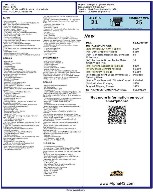 used 2022 BMW X5 car, priced at $39,500