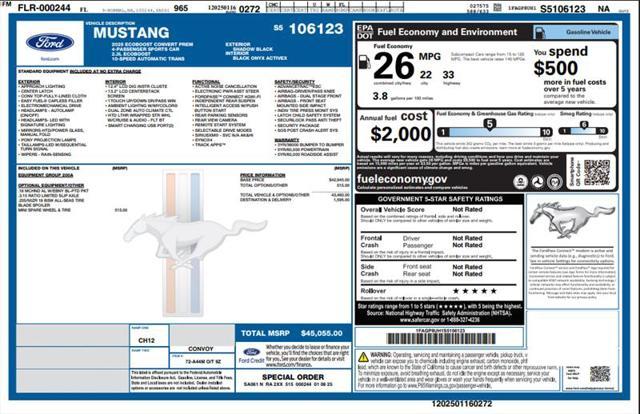 used 2025 Ford Mustang car, priced at $37,500