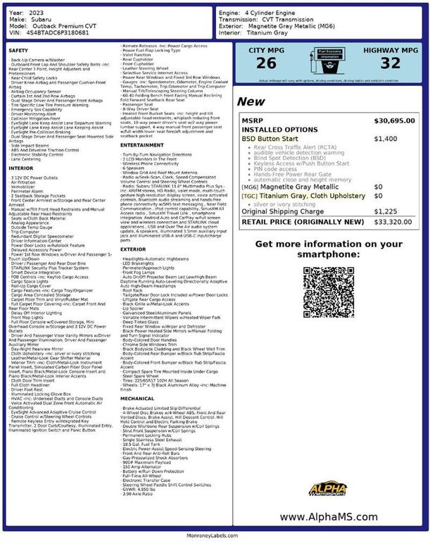 used 2023 Subaru Outback car, priced at $21,500