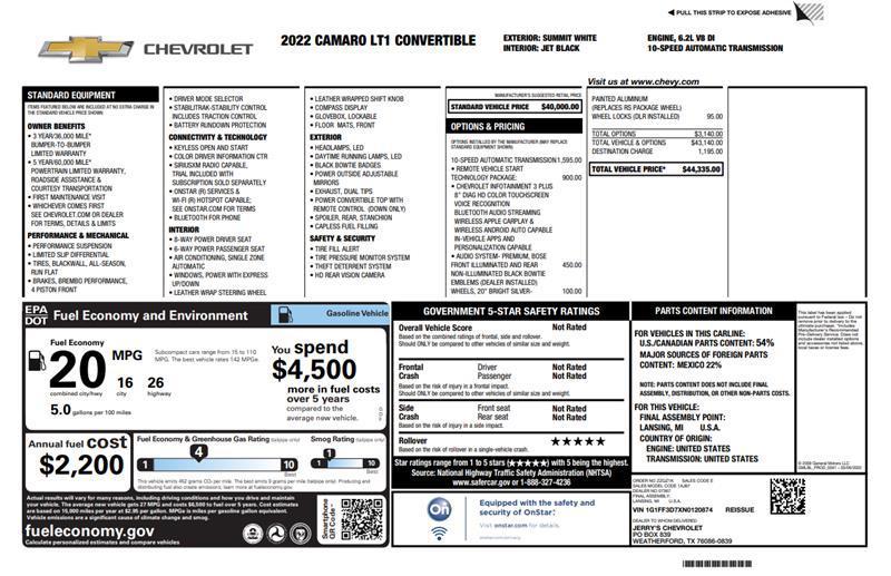 used 2022 Chevrolet Camaro car, priced at $33,400