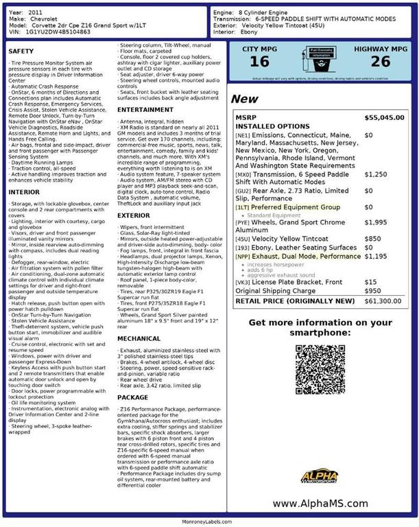 used 2011 Chevrolet Corvette car, priced at $39,900