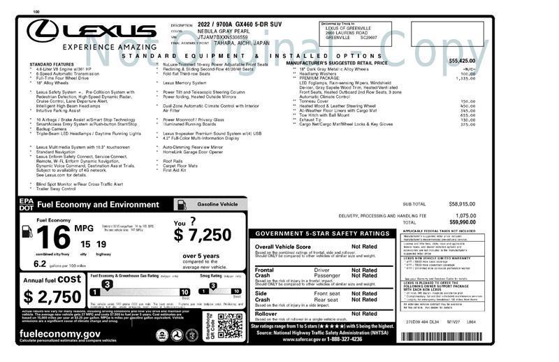 used 2022 Lexus GX 460 car, priced at $42,750