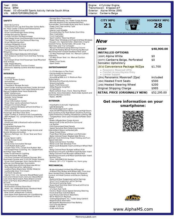 used 2024 BMW X3 car, priced at $34,200