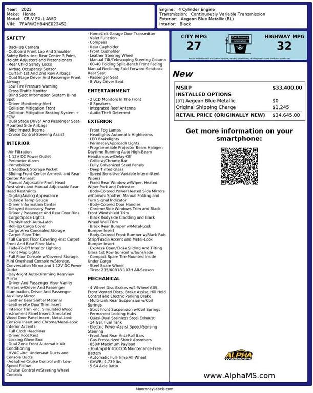 used 2022 Honda CR-V car, priced at $24,999