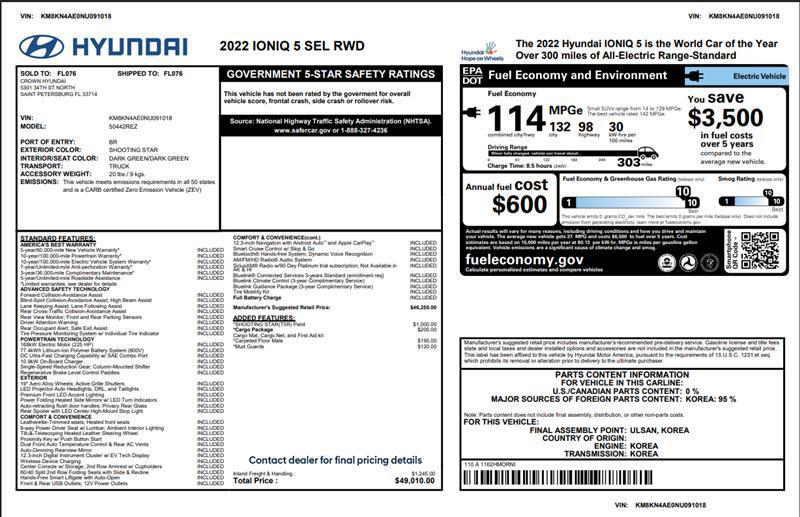 used 2022 Hyundai IONIQ 5 car, priced at $22,750