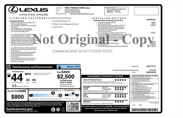 used 2022 Lexus ES 300h car, priced at $33,750