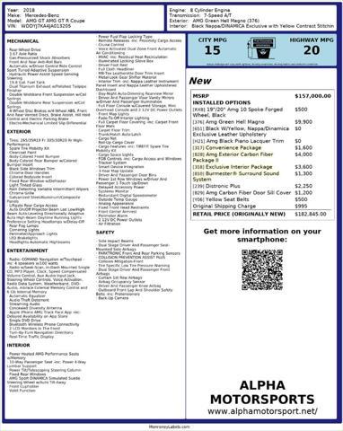 used 2018 Mercedes-Benz AMG GT car, priced at $104,000