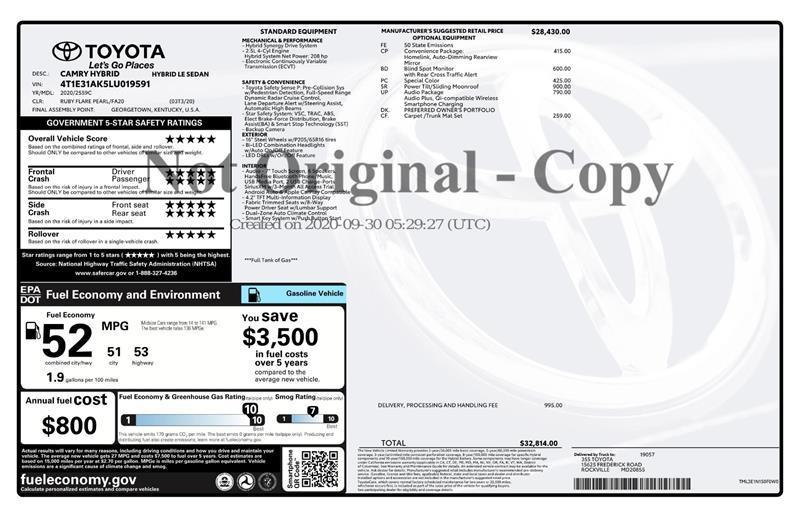 used 2020 Toyota Camry car, priced at $22,000