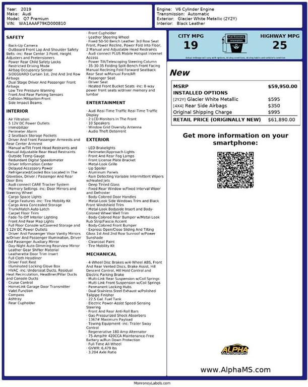 used 2019 Audi Q7 car, priced at $21,700