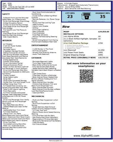 used 2016 BMW 228 car, priced at $13,999