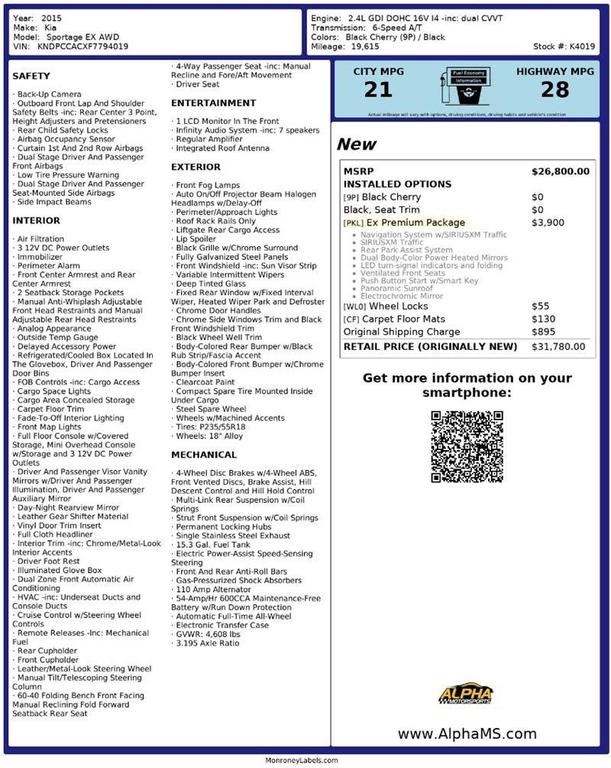 used 2015 Kia Sportage car, priced at $9,900