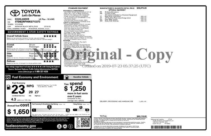 used 2019 Toyota Highlander car, priced at $23,999