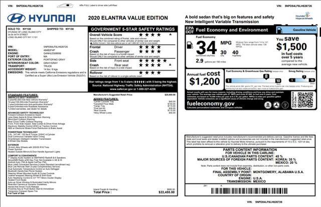 used 2020 Hyundai Elantra car, priced at $15,000